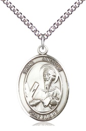 [7000SS/24SS] Sterling Silver Saint Andrew the Apostle Pendant on a 24 inch Sterling Silver Heavy Curb chain