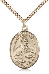 [7001GF/24GF] 14kt Gold Filled Saint Albert the Great Pendant on a 24 inch Gold Filled Heavy Curb chain