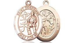 [8615KT] 14kt Gold Saint Sebastian Karate Medal