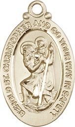 [4145CKT] 14kt Gold Saint Christopher Medal