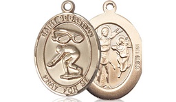 [8611KT] 14kt Gold Saint Sebastian Swimming Medal