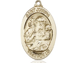 [4145KKT] 14kt Gold Saint Joseph Medal