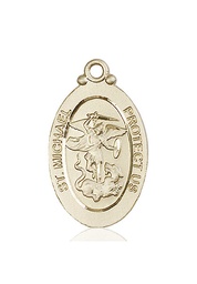 [4145RKT] 14kt Gold Saint Michael the Archangel Medal