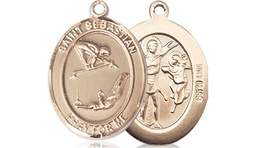 [8613KT] 14kt Gold Saint Sebastian Gymnastics Medal
