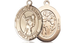 [8616KT] 14kt Gold Saint Sebastian Lacrosse Medal