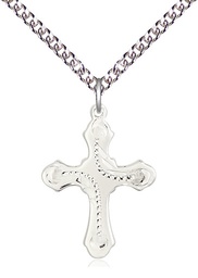 [6036SS6/24SS] Sterling Silver Cross Pendant on a 24 inch Sterling Silver Heavy Curb chain