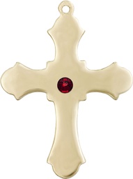 [6037GF1-STN1] 14kt Gold Filled Cross Medal with a 3mm Garnet Swarovski stone