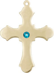 [6037GF1-STN12] 14kt Gold Filled Cross Medal with a 3mm Zircon Swarovski stone