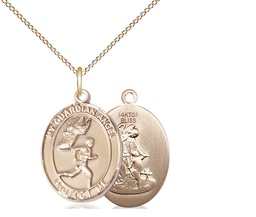 [8709GF/18GF] 14kt Gold Filled Guardian Angel Track&amp;Field-Men Pendant on a 18 inch Gold Filled Light Curb chain