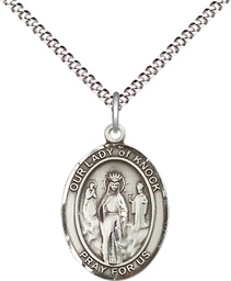 [8246SS/18S] Sterling Silver Our Lady of Knock Pendant on a 18 inch Light Rhodium Light Curb chain