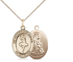 [8712GF/18GF] 14kt Gold Filled Guardian Angel Dance Pendant on a 18 inch Gold Filled Light Curb chain