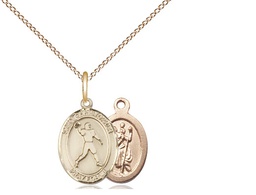 [9151GF/18GF] 14kt Gold Filled Saint Christopher Football Pendant on a 18 inch Gold Filled Light Curb chain