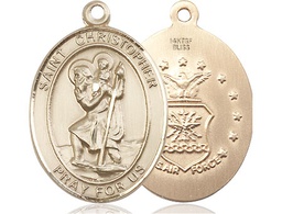 [7022GF1] 14kt Gold Filled Saint Christopher Air Force Medal