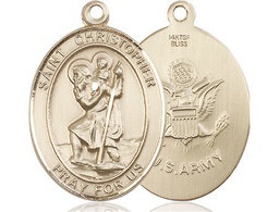 [7022GF2] 14kt Gold Filled Saint Christopher Army Medal