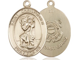 [7022GF3] 14kt Gold Filled Saint Christopher Coast Guard Medal