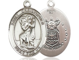 [7022SS1] Sterling Silver Saint Christopher Air Force Medal