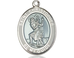 [7022WBSS] Sterling Silver Saint Christopher Medal