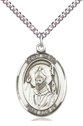 [7027SS/24SS] Sterling Silver Saint David of Wales Pendant on a 24 inch Sterling Silver Heavy Curb chain