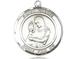 [7028RDSS] Sterling Silver Saint Clare of Assisi Medal