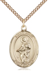 [7029GF/24GF] 14kt Gold Filled Saint Jane of Valois Pendant on a 24 inch Gold Filled Heavy Curb chain