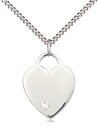 [3200SS-STN4/18S] Sterling Silver Heart Pendant with a 3mm Crystal Swarovski stone on a 18 inch Light Rhodium Light Curb chain