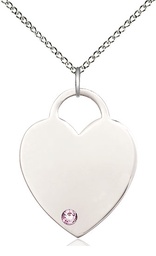 [3200SS-STN6/18SS] Sterling Silver Heart Pendant with a 3mm Light Amethyst Swarovski stone on a 18 inch Sterling Silver Light Curb chain