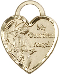 [3202GF] 14kt Gold Filled Guardian Angel Heart Medal