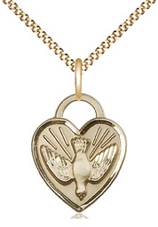 [3205GF/18G] 14kt Gold Filled Confirmation Heart Pendant on a 18 inch Gold Plate Light Curb chain