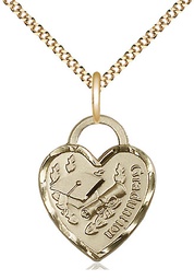 [3206GF/18G] 14kt Gold Filled Graduation Heart Pendant on a 18 inch Gold Plate Light Curb chain