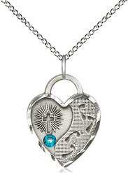 [3207SS-STN12/18SS] Sterling Silver Footprints Heart Pendant with a 3mm Zircon Swarovski stone on a 18 inch Sterling Silver Light Curb chain