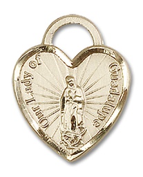 [3209GF] 14kt Gold Filled Our Lady of Guadalupe Heart Recuerdo Medal