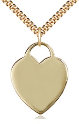 [3300GF/24G] 14kt Gold Filled Heart Pendant on a 24 inch Gold Plate Heavy Curb chain