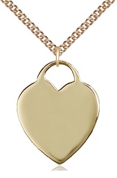 [3300GF/24GF] 14kt Gold Filled Heart Pendant on a 24 inch Gold Filled Heavy Curb chain