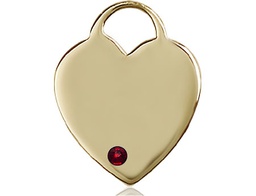 [3300KT-STN1] 14kt Gold Heart Medal with a 3mm Garnet Swarovski stone