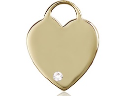 [3300KT-STN4] 14kt Gold Heart Medal with a 3mm Crystal Swarovski stone