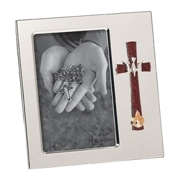 [RO-19339] 7&quot;H Confirmation Frame 4X6 - Dove And Flame Icons