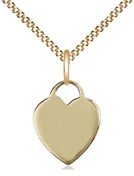 [3400GF/18G] 14kt Gold Filled Heart Pendant on a 18 inch Gold Plate Light Curb chain