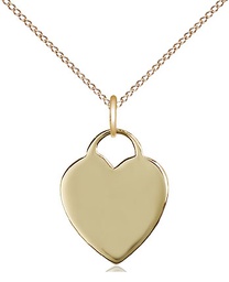 [3400GF/18GF] 14kt Gold Filled Heart Pendant on a 18 inch Gold Filled Light Curb chain