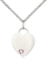 [3400SS-STN6/18SS] Sterling Silver Heart Pendant with a 3mm Light Amethyst Swarovski stone on a 18 inch Sterling Silver Light Curb chain
