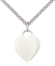 [3400SS/18S] Sterling Silver Heart Pendant on a 18 inch Light Rhodium Light Curb chain
