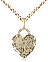 [3401GF/18G] 14kt Gold Filled Miraculous Heart Pendant on a 18 inch Gold Plate Light Curb chain