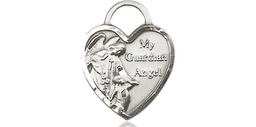 [3402SS] Sterling Silver Guardian Angel Heart Medal