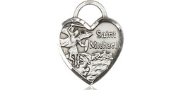 [3403SS] Sterling Silver Saint Michael Heart Medal