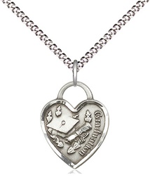 [3406SS/18S] Sterling Silver Graduation Heart Pendant on a 18 inch Light Rhodium Light Curb chain