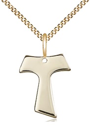 [3948GF/18G] 14kt Gold Filled Tau Cross Pendant on a 18 inch Gold Plate Light Curb chain