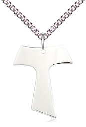 [3949SS/24SS] Sterling Silver Tau Cross Pendant on a 24 inch Sterling Silver Heavy Curb chain