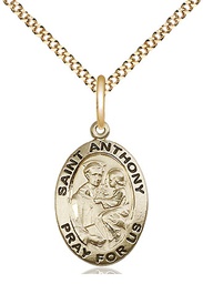 [3981GF/18G] 14kt Gold Filled Saint Anthony of Padua Pendant on a 18 inch Gold Plate Light Curb chain