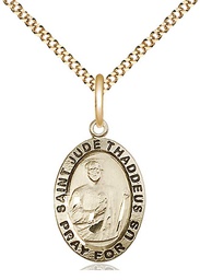 [3983GF/18G] 14kt Gold Filled Saint Jude Pendant on a 18 inch Gold Plate Light Curb chain