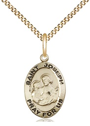 [3984GF/18G] 14kt Gold Filled Saint Joseph Pendant on a 18 inch Gold Plate Light Curb chain
