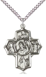 [5718SS/24SS] Sterling Silver Irish 5-Way Pendant on a 24 inch Sterling Silver Heavy Curb chain
